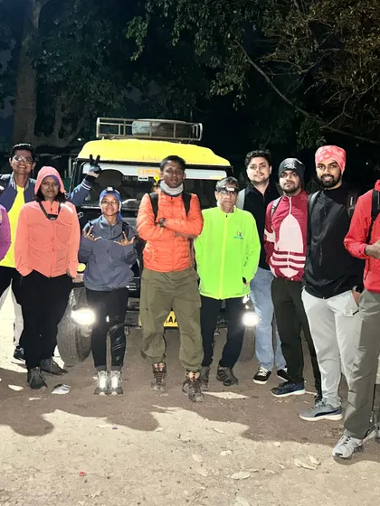 The team ready to start the Ratangad night trek. Starting in the dark adds an extra layer of adventure to the experience.