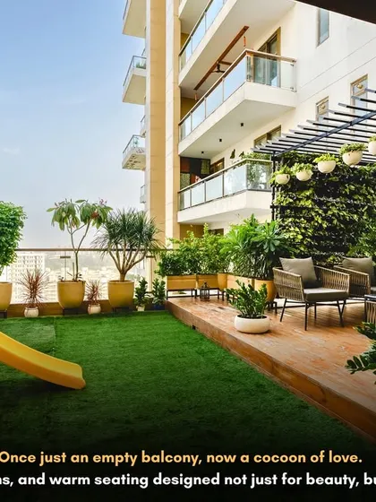 This is how we turn unused spaces into the most loved corners of the house. This was once just an empty apartment balcony. Now, it’s a family-friendly oasis with a soft turf for kids to play on and a cozy cabana for the adults to relax in.