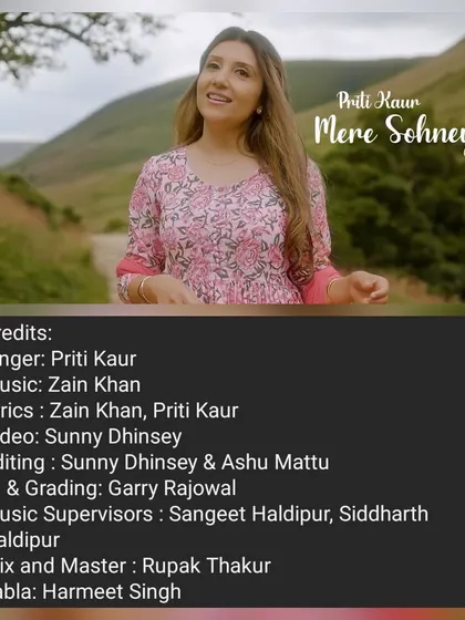 The official release poster for Priti Kaur's 'Mere Sohneya'. I'm credited for the tabla on this track, a project supervised by my frequent collaborators Sangeet and Siddharth Haldipur.