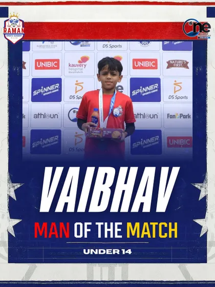 Celebrating Vaibhav, Man of the Match (Under 14) at the One Football Championship, Junior Edition.