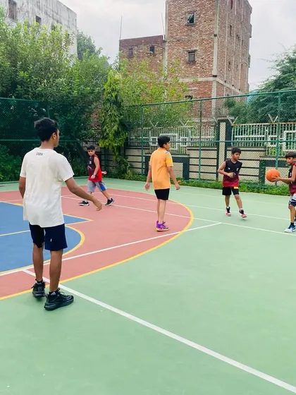 A player looks to pass.