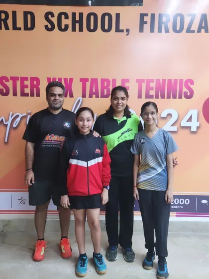 Our U-14 Girls finalists, Shanaya Tyagi (Silver) and Sragvi Mainde (Silver, Team Event), at the CBSE Cluster tournament.