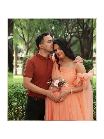 A collage featuring a tender kiss on the forehead. This intimate moment is beautifully captured in the serene outdoor setting.