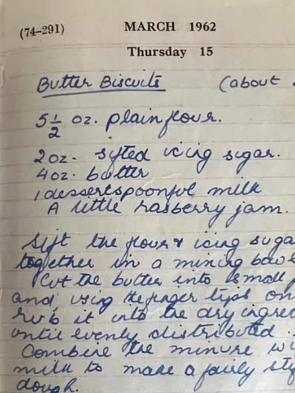 'Butter Biscuits' from March 1962. These simple, handwritten notes are a direct link to the past, a story told in a bite.