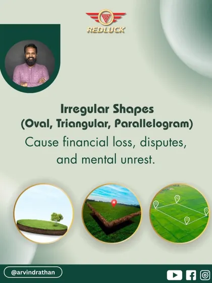 Irregular shapes like ovals, triangles, or parallelograms should be avoided as they can cause financial loss, disputes, and mental unrest.