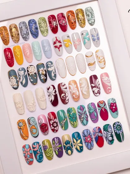 This shot captures the incredible variety in my work, from embossed swirls and florals to delicate line art.