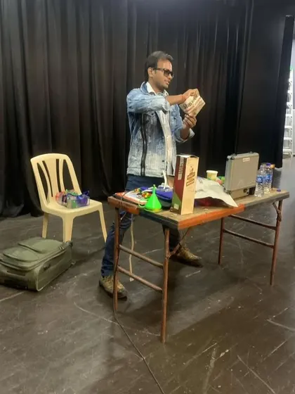 A behind the scenes look as I prepare my props for a stage show. Every trick is carefully set up to ensure a smooth and magical performance for the audience.