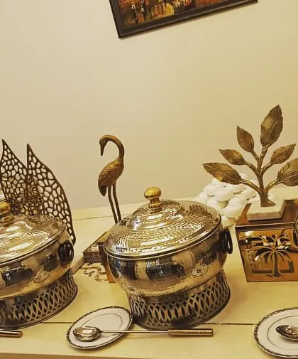 Catering for 40 guests in Sector 31, Gurgaon, with our classic silver chafing dishes and decorative accents.