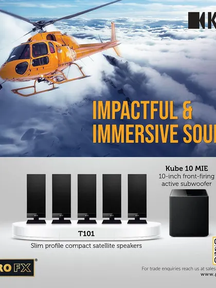 Soar to new heights of audio excellence with this KEF package. It combines five slim profile T101 satellite speakers with the powerful Kube 10 MIE active subwoofer, delivering impactful and immersive sound from a compact and stylish system.