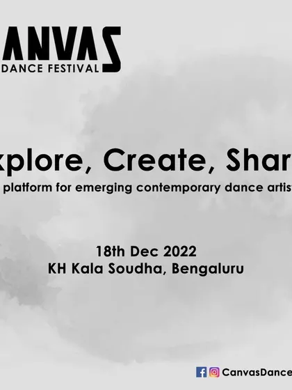 The official poster for the 2022 Canvas Dance Festival, our inaugural event dedicated to emerging contemporary dance artists, held at KH Kala Soudha.