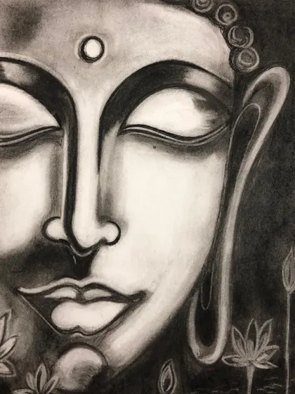 I am always amazed by the depth and focus my students can achieve. This charcoal sketch of Buddha was created by one of my older students, who patiently learned shading techniques to create this peaceful and powerful portrait. It shows how we build skills step by step in my charcoal drawing lessons.