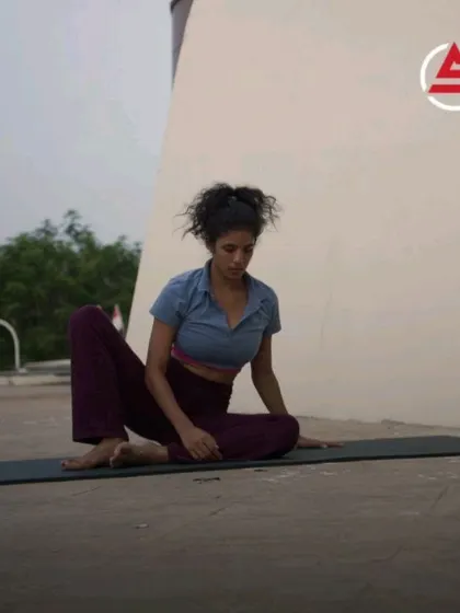 A series of images demonstrating various yoga-inspired stretches like downward dog and lunges that we incorporate to improve hip and spine mobility.