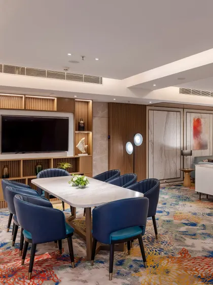 Additional media from the Holiday Inn, Lucknow project. These visuals provide further insight into the design of the lounges, dining areas, guest rooms, and other public spaces, highlighting our commitment to creating a cohesive and culturally resonant hospitality experience.