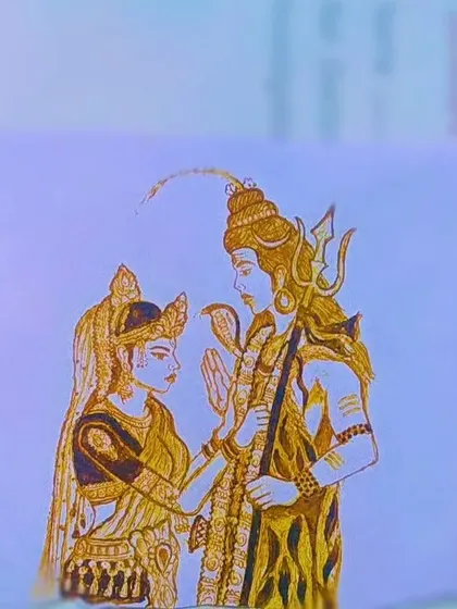 A beautiful henna sketch of Shiv and Parvati. Practicing these divine figures on paper helps me perfect their expressions and postures for skin application.