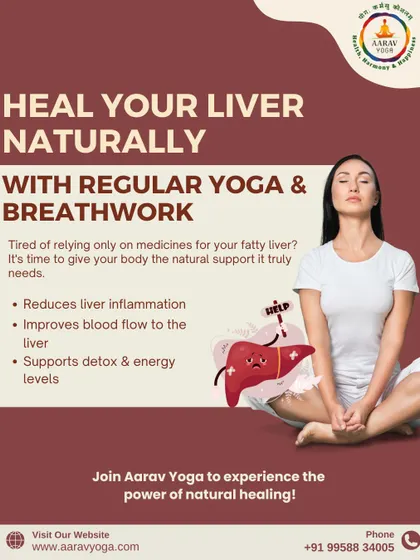 This ad focuses on healing your liver naturally with yoga and breathwork. It explains how our practice can reduce liver inflammation, improve blood flow, and support detoxification.