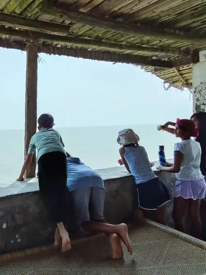 Our base camp at the coast becomes an open-air classroom. Here, children gaze out at the Gulf of Mannar, journaling, asking questions, and absorbing the lessons of the sea.