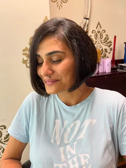 The 'after' shot. A fresh, inverted bob and 12 inches of hair donated to a great cause.