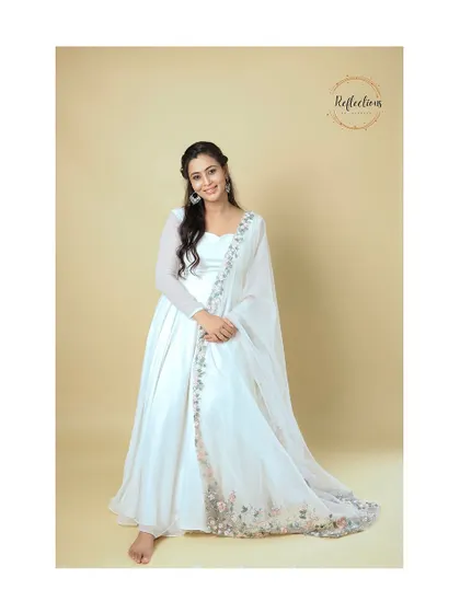 Another angle of the beautiful white Anarkali.