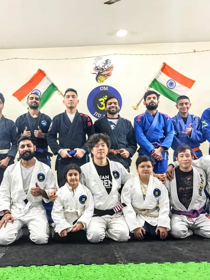 The full group from our BJJ seminar. It's amazing to see students so eager to learn and grow, making these events a huge success.