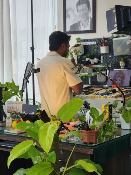 A photo from the Ayudha Pooja ceremony in my studio, marking a new beginning for my creative journey.