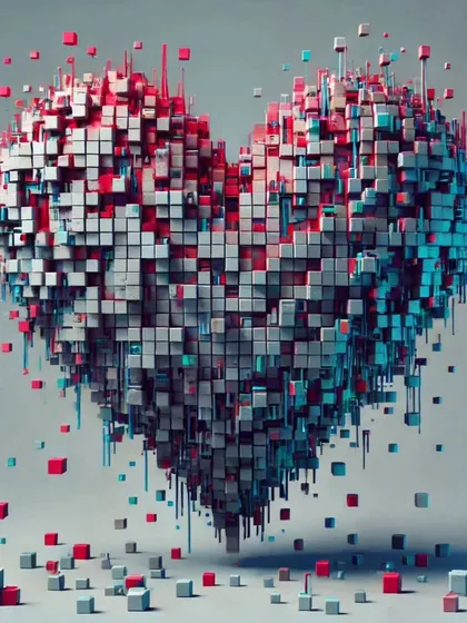 A modern, digital interpretation of love. This pixelated heart is a unique and contemporary piece, perfect for those who appreciate art that blends emotion with a tech-inspired aesthetic.