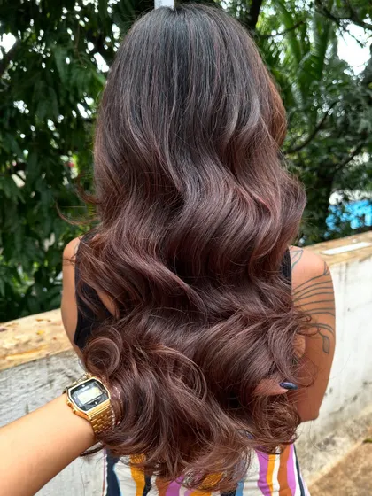 Holiday ready with a fresh cut and color, styled into beautiful waves.
