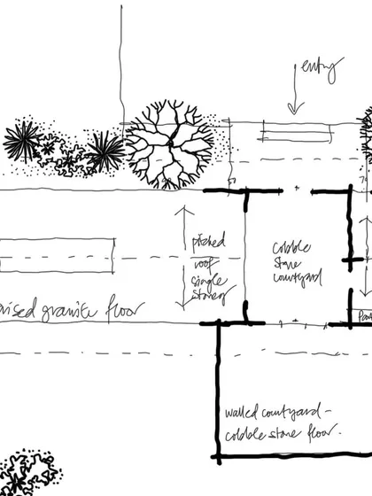 For us, everything begins with a sketch. It is our way of thinking, of giving form to an idea as it evolves. These initial drawings for an artist's studio show the journey from a loose concept to a more defined architectural plan, long before any software is opened.