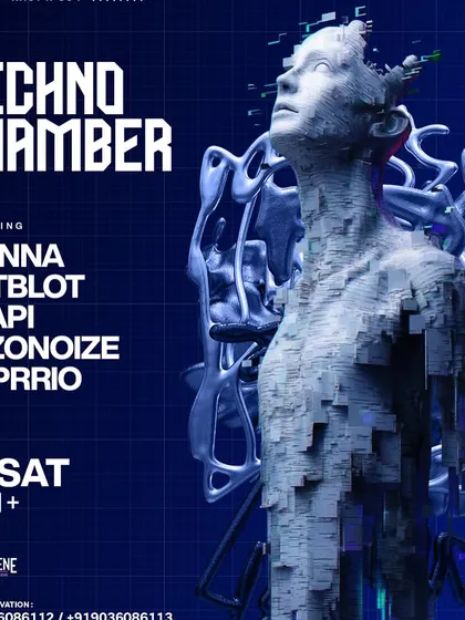 The flyer for "Techno Chamber" at Hi-Pitch, a night dedicated to the harder, darker side of techno.