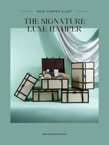 Introducing our Signature Luxe Hamper, the epitome of luxury gifting. Presented in a set of elegant, reusable trunks, this hamper is designed for those moments that call for an unforgettable gesture.