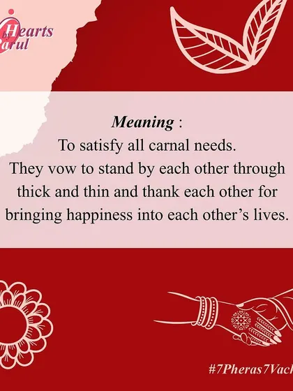 This graphic explains the meaning of the fourth vow, which is a promise to stand by each other through all of life's challenges and be grateful for one another.