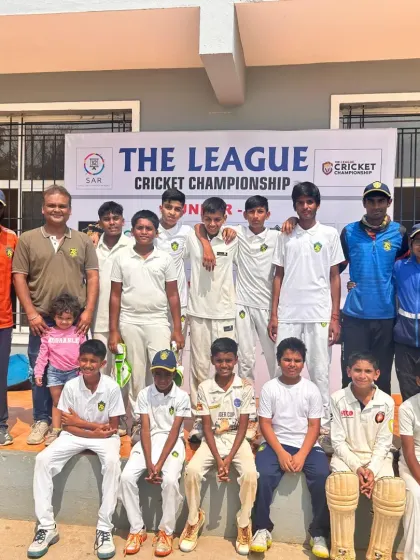 Our U-12 team after a thrilling Super Over victory in "The League Cricket Tournament". This win demonstrates their ability to perform under immense pressure.