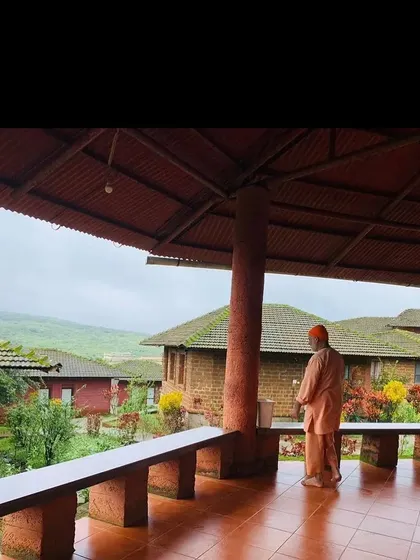 I often take time to contemplate the teachings while looking out over the peaceful landscape of the Amboli hills from the ashram veranda. This environment is conducive to deep reflection and study.