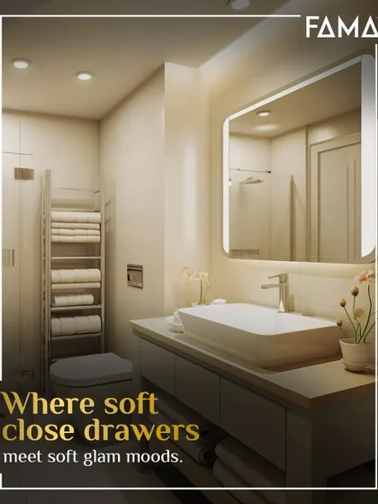 Luxury is in the details you feel every day. This vanity combines soft, ambient lighting from a backlit mirror with the quiet satisfaction of soft-close drawers, turning your daily routine into a moment of soft glam.