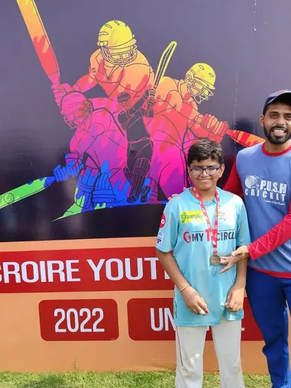 A young player from Push Cricket Academy receiving his award. We foster a healthy competitive spirit among all participating academies.