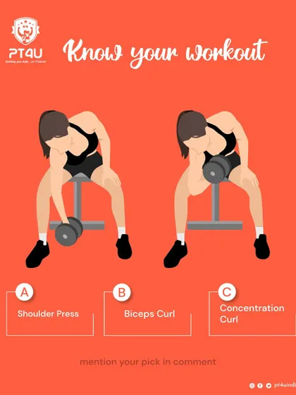 Can you identify this workout? This quiz asks you to name the exercise shown, which is the concentration curl. It's a fun way to test your knowledge of different strength training movements.