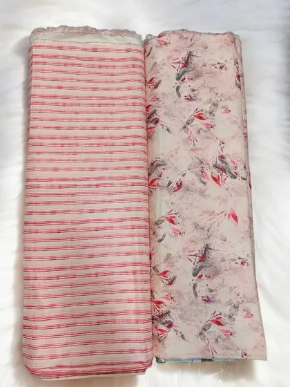 A more subtle and elegant combination of pashmina fabrics, perfect for a sophisticated winter kurta or suit.