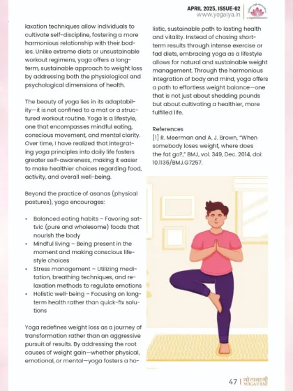 A second page from my published article on the holistic approach to weight loss through yoga.