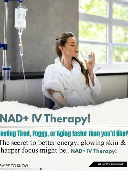 Feeling tired, foggy, or like you're aging faster than you'd like? The secret to better energy, glowing skin, and sharper focus might be NAD+ IV Therapy. This treatment recharges your cells for a complete wellness boost.