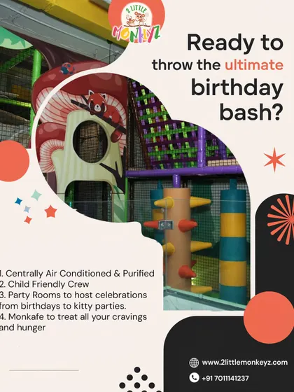 Ready to throw the ultimate birthday bash? I've got you covered with a centrally air-conditioned space, a child-friendly crew, dedicated party rooms, and delicious food from our Monkafe to handle all cravings.