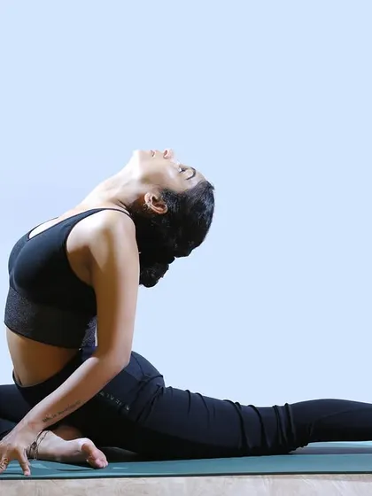 "My body is my temple and Asanas are my prayers." A moment of surrender and opening in this Pigeon Pose variation.