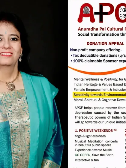 This is a donation appeal for my non-profit foundation, APCF. It outlines our mission to promote mental wellness, Indian heritage, female empowerment, and environmental sustainability through our unique music-based initiatives.