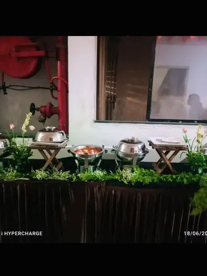 Our buffet station at a house warming party. We can arrange our setup to fit any space, ensuring a smooth service for you and your guests.