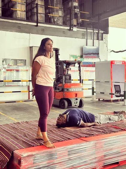 So grateful for the opportunity to guide the workers at a Coca-Cola warehouse for yoga day. It was an honor to see them take time for themselves and embrace the practice.
