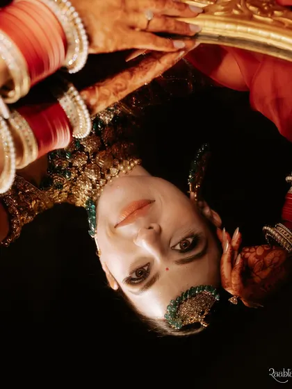 A creative and reflective portrait of the bride, an artistic shot that was part of our feature in ELLE India.