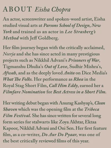 Learn more about Eisha Chopra, the experienced and acclaimed writer and artist who facilitates our transformative writing workshops.