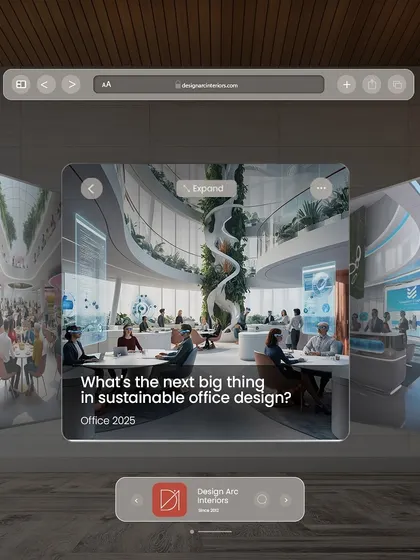 This graphic represents our exploration of the next big trends in sustainable office design, from the circular economy to net-positive energy buildings.