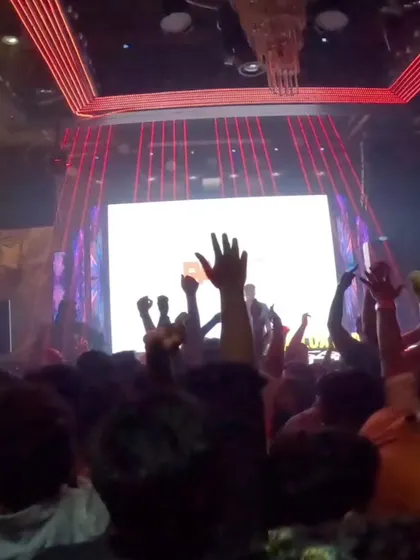 Hands in the air at Sugar Factory. This is the universal sign of a great party, and I love seeing it from the booth.