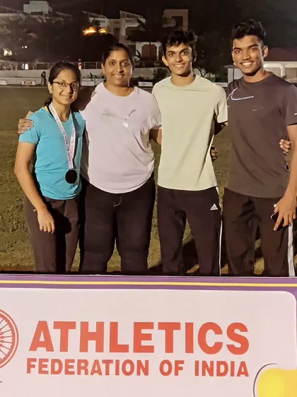 With my athletes after a successful outing at the Indian Open 400m Competition. Their hard work and progress are evident.