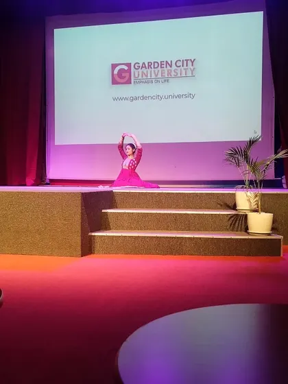 A moment of grace from a classical dancer during the solo dance competition at Garden City University.
