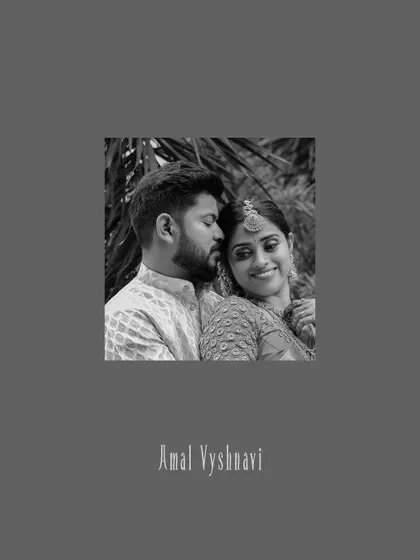 A simple and elegant black and white portrait of a couple, personalized with their names.